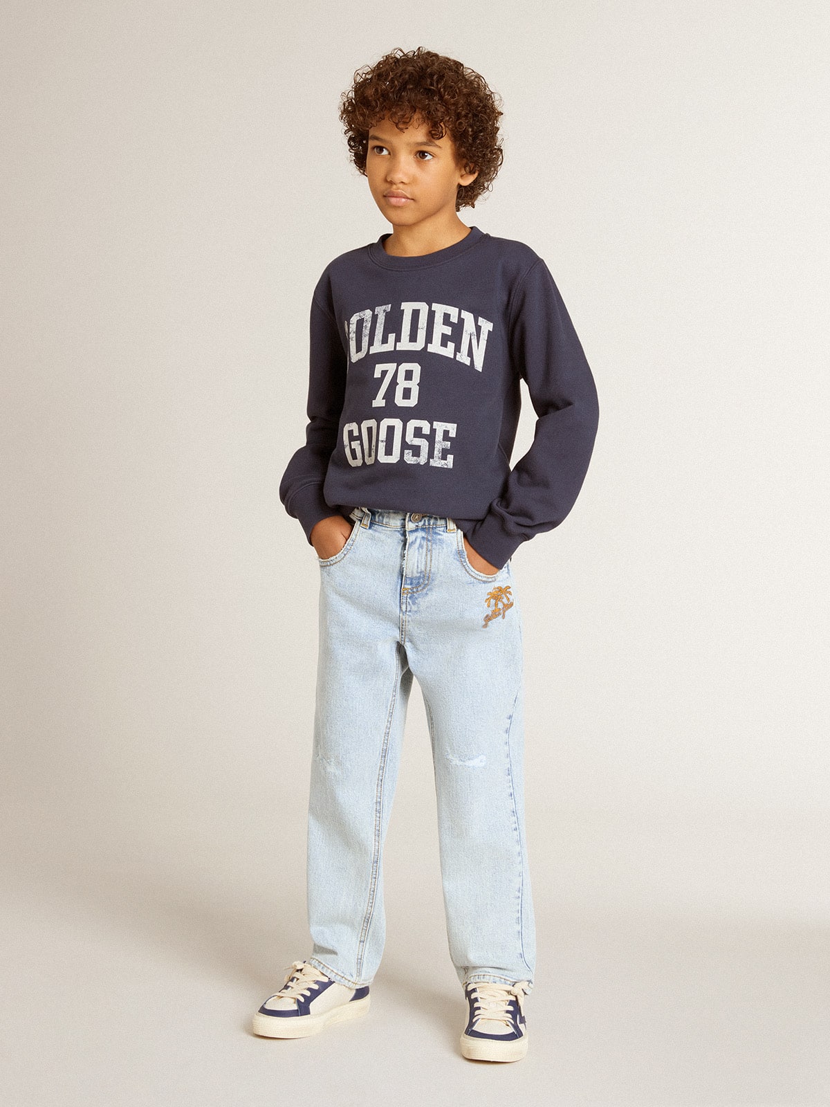 Boys' dark blue sweatshirt with white print