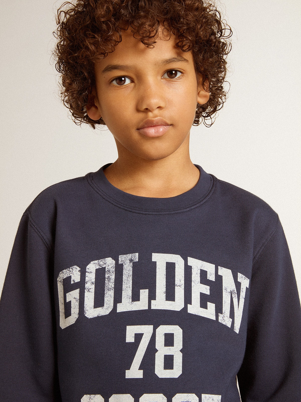 Boys' dark blue sweatshirt with white print