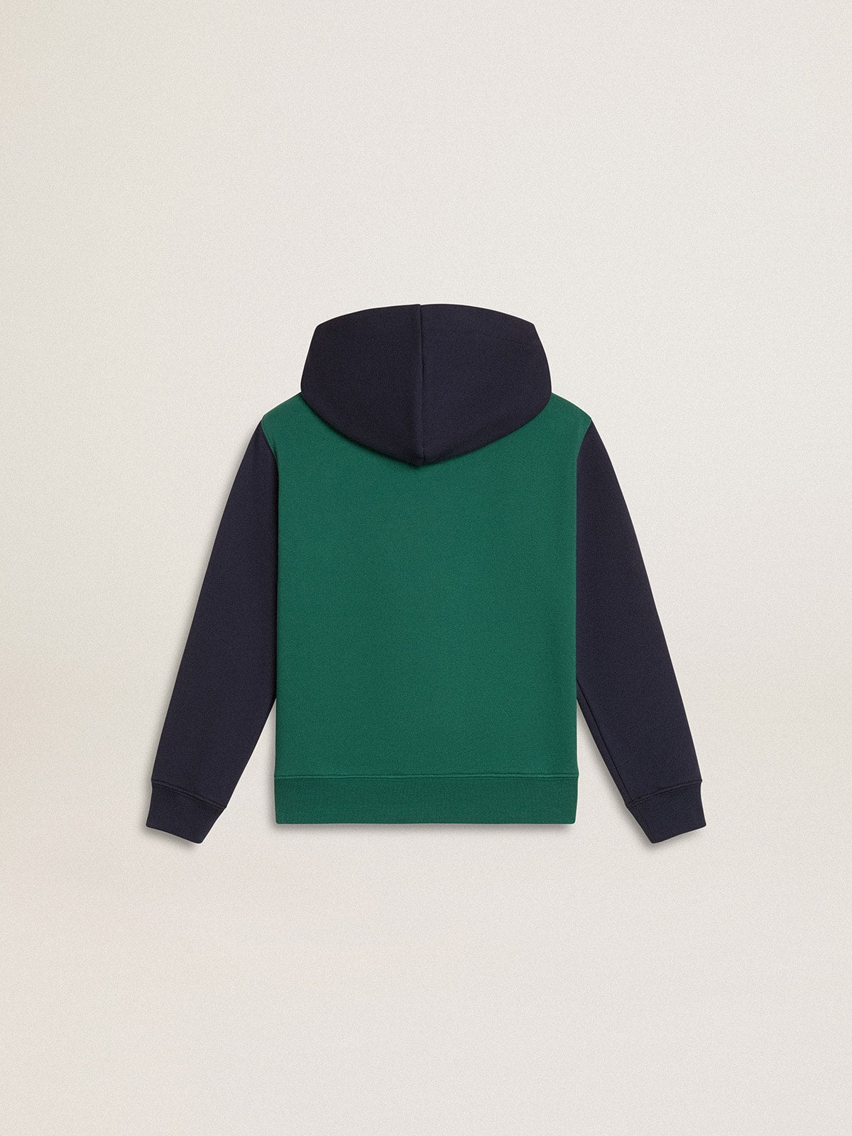 Boys' green and blue sweatshirt with hood and print