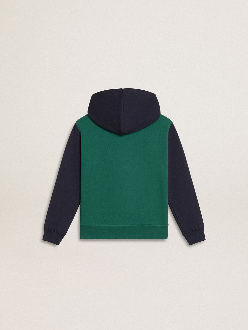 Boys' green and blue sweatshirt with hood and print