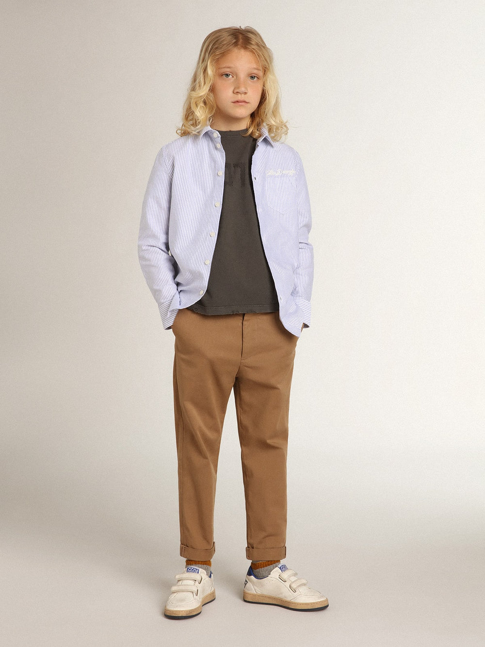 Boys’ T-shirt in gray with distressed treatment