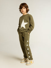 Boys' dark green sweatshirt with white maxi star on the front