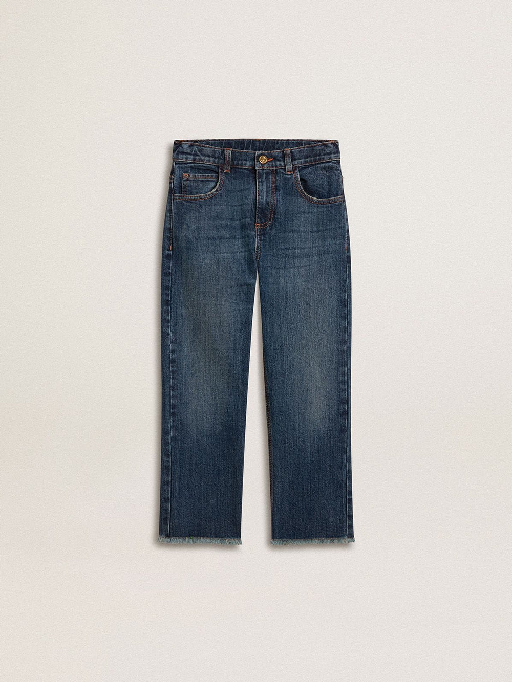 Boys' denim jeans with a raw edge and embroidery