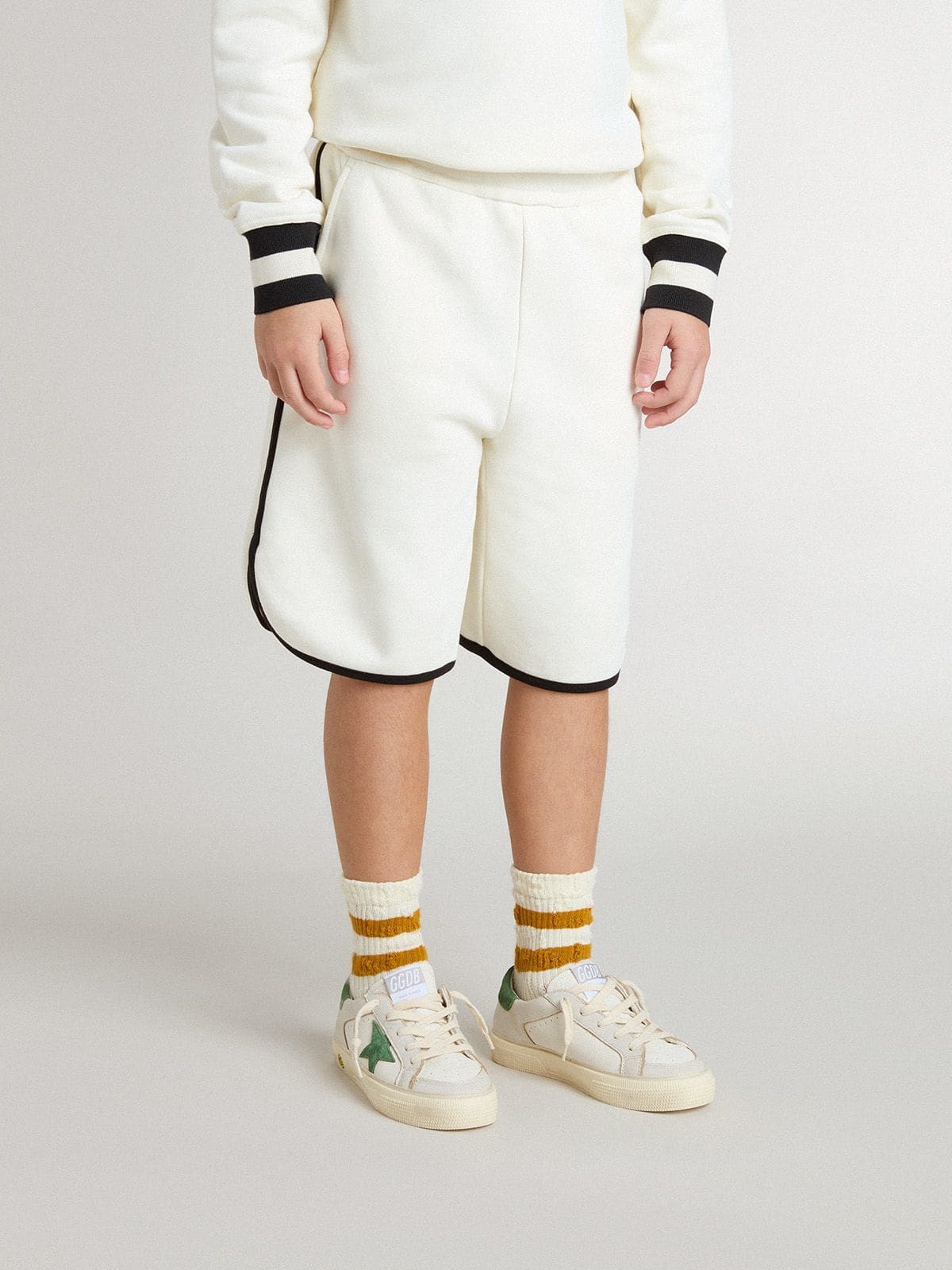 Boy's white shorts with embroidered logo