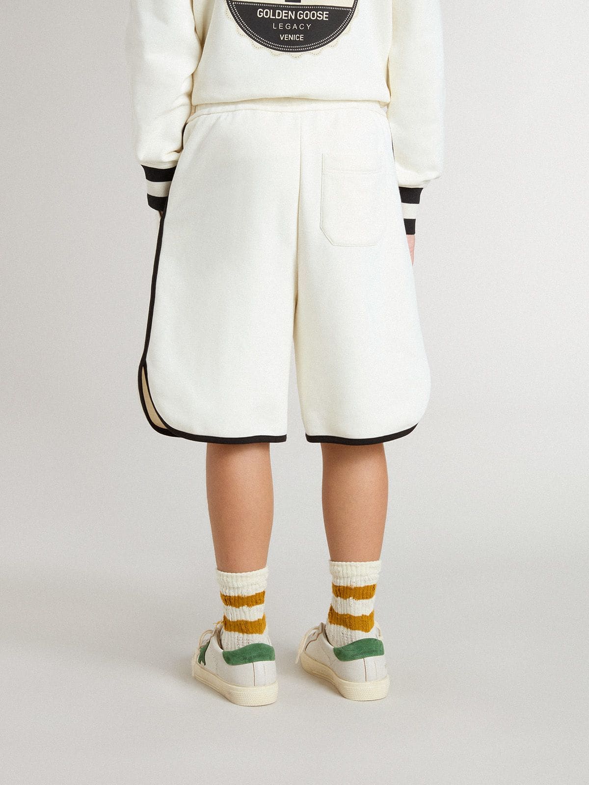 Boy's white shorts with embroidered logo