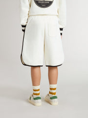 Boy's white shorts with embroidered logo