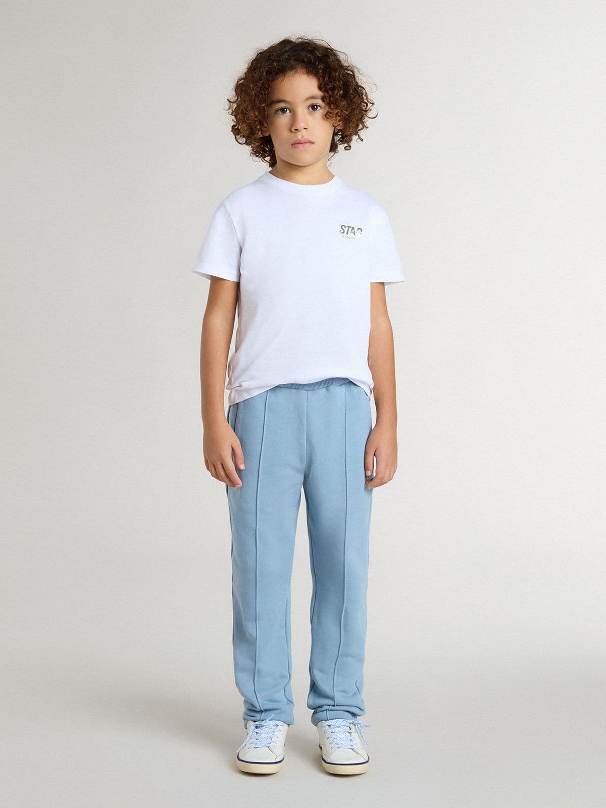 Boys' light blue printed joggers