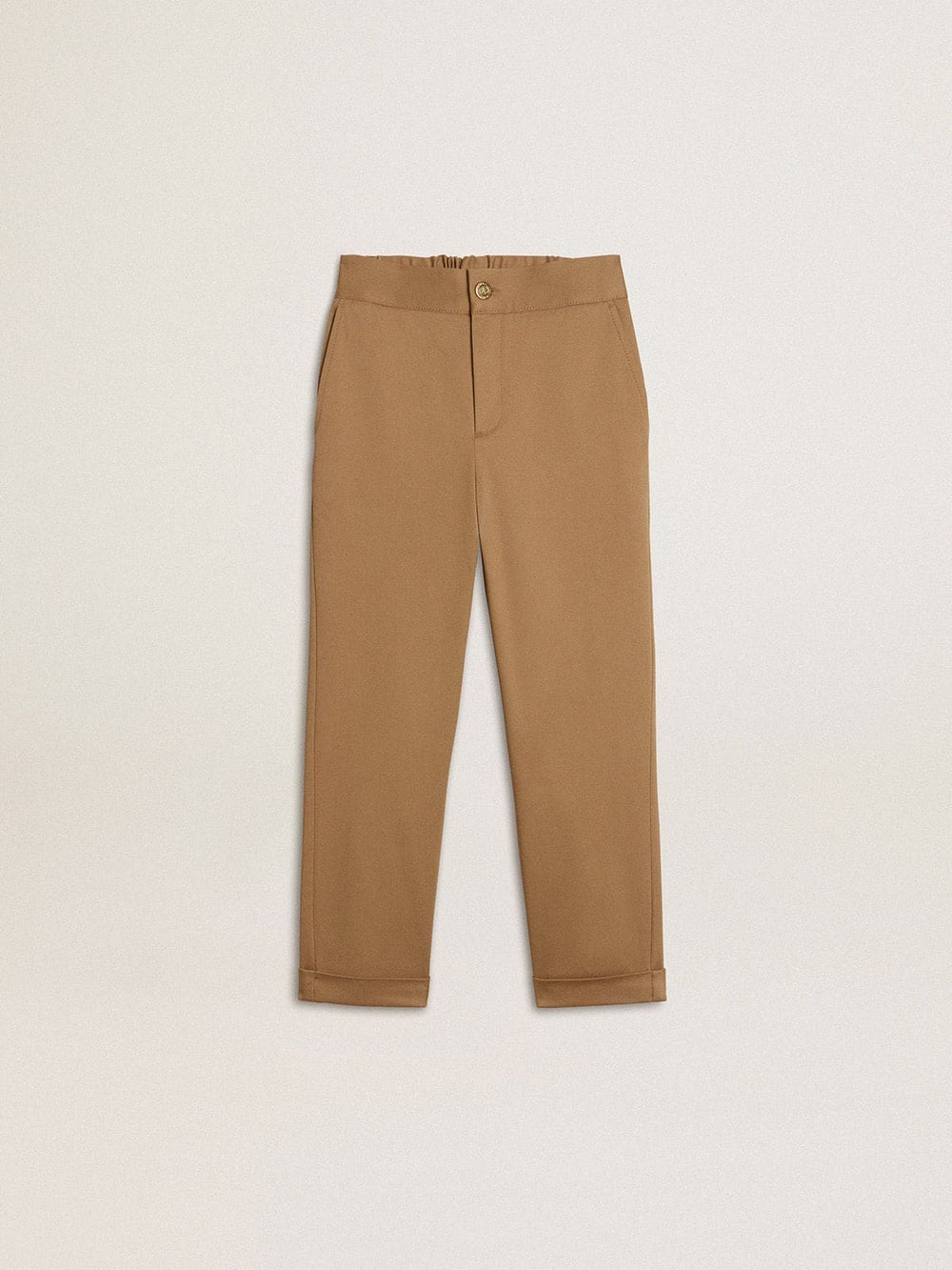 Kids’ chinos in tobacco-colored cotton