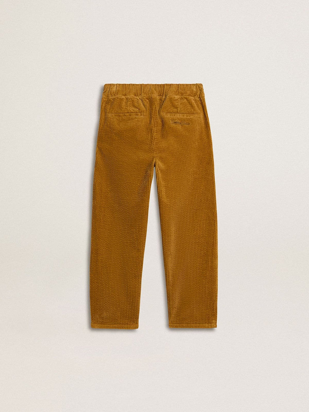 Boys' tobacco-colored chino pants with embroidery