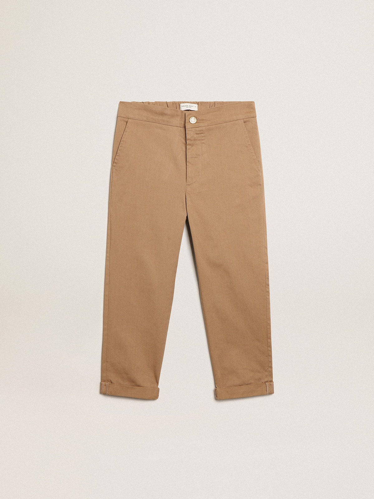 Boys’ chinos in caramel cotton