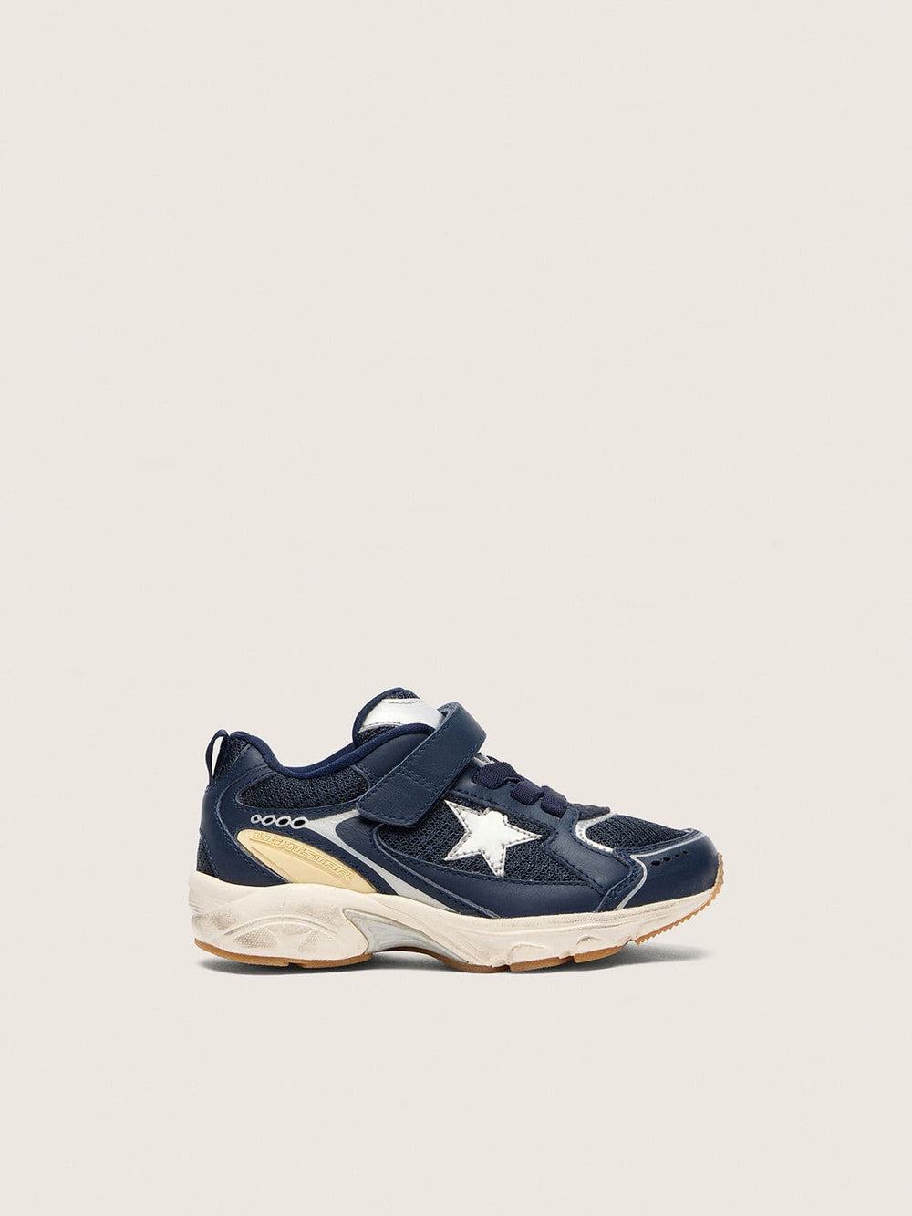 Junior Lightstar in blue leather and mesh with gray leather star
