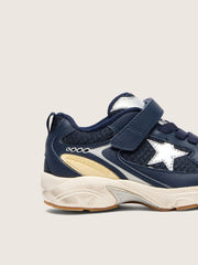 Junior Lightstar in blue leather and mesh with gray leather star