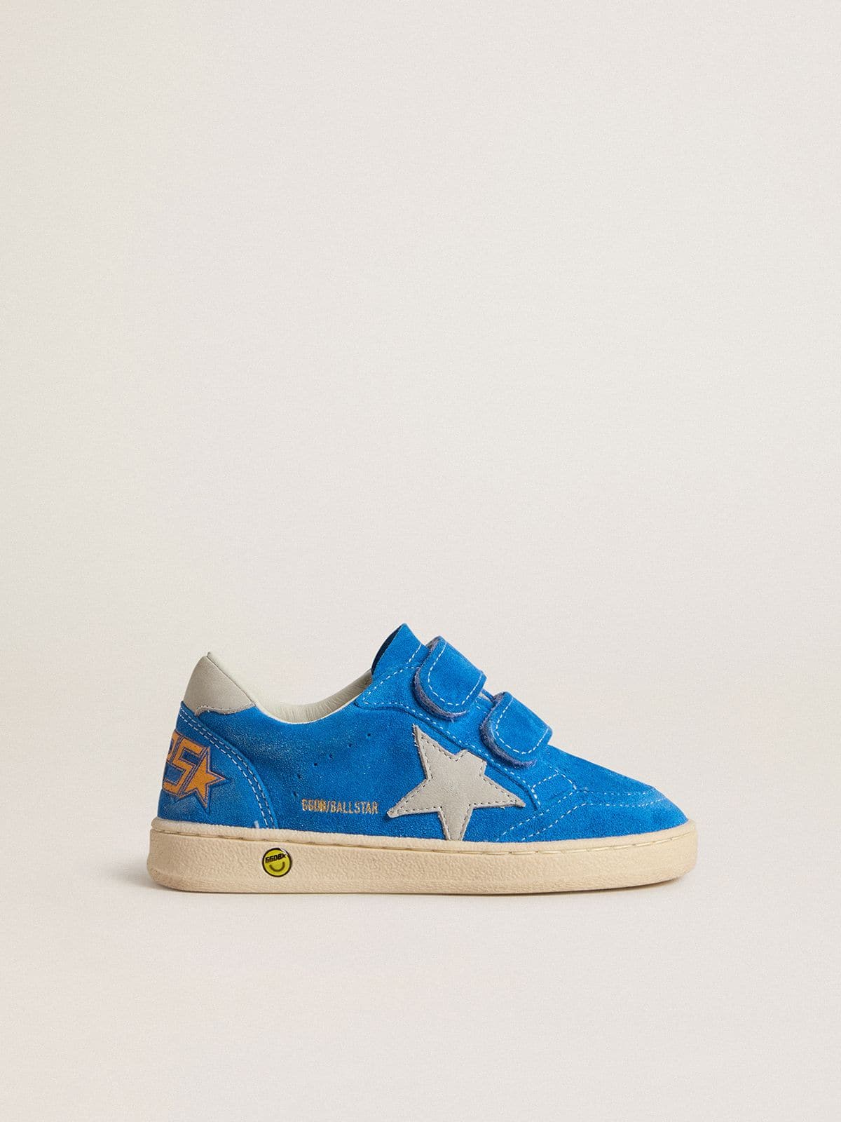 Junior Ball Star in light blue suede with gray nubuck star and heel tab