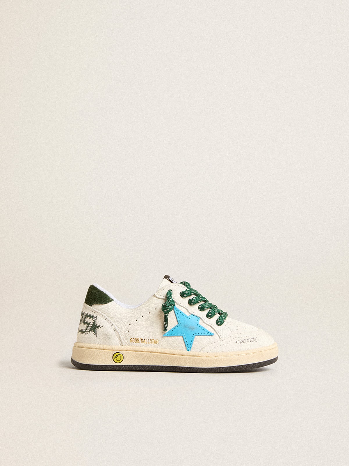 Junior Ball Star with turquoise star and green suede heel tab