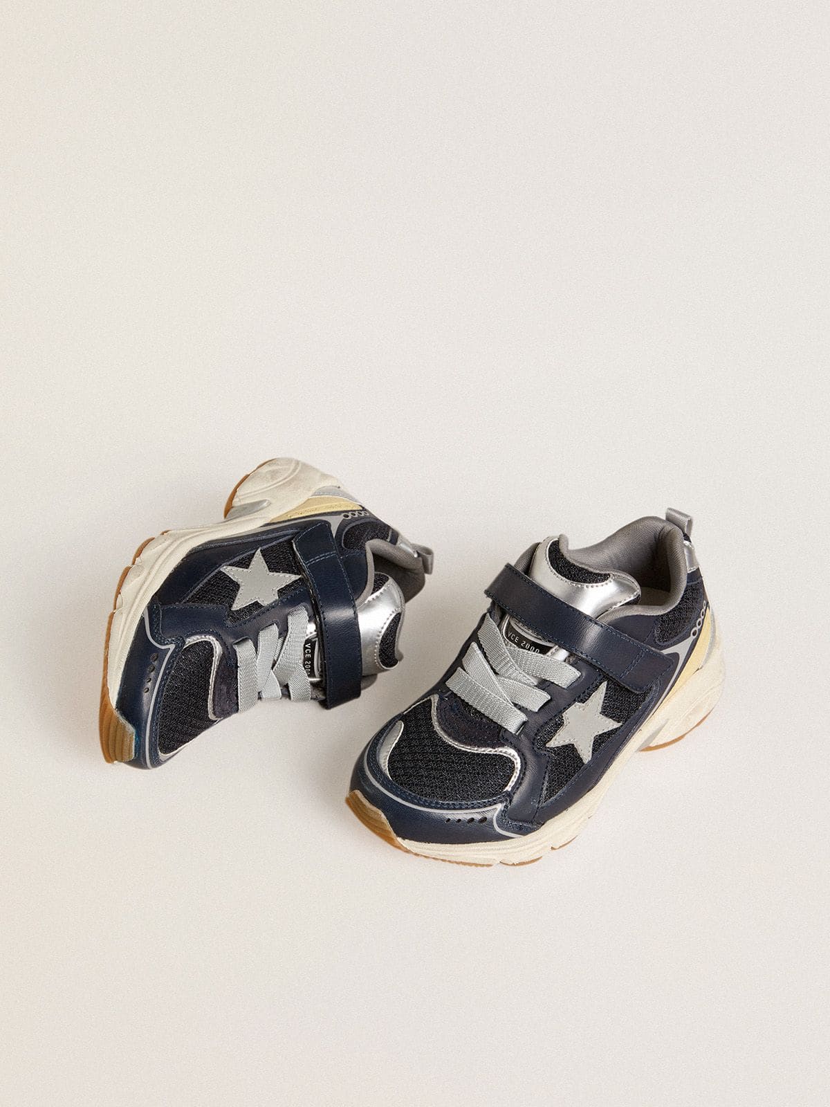 Young Lightstar in blue leather and mesh with gray leather star