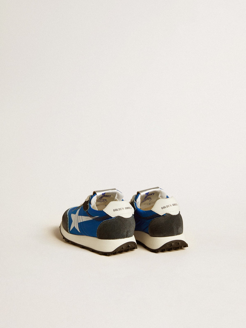 Marathon Young in blue nylon with printed star and leather heel tab