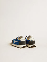 Marathon Young in blue nylon with printed star and leather heel tab