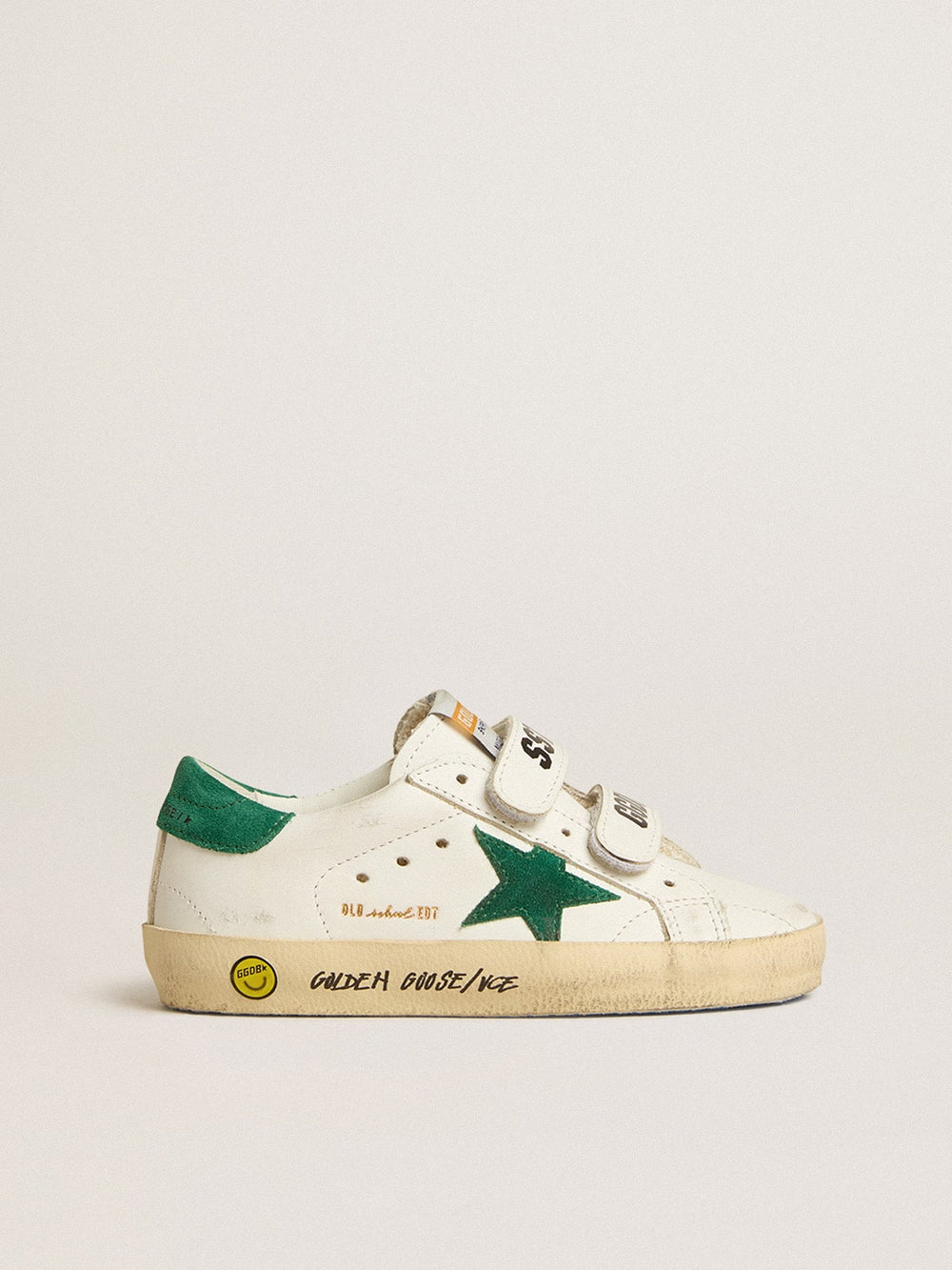 Old School Young with green suede star and heel tab