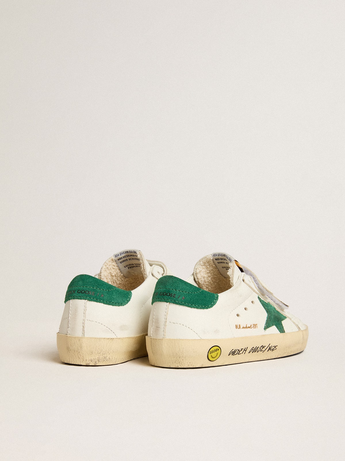 Old School Young with green suede star and heel tab