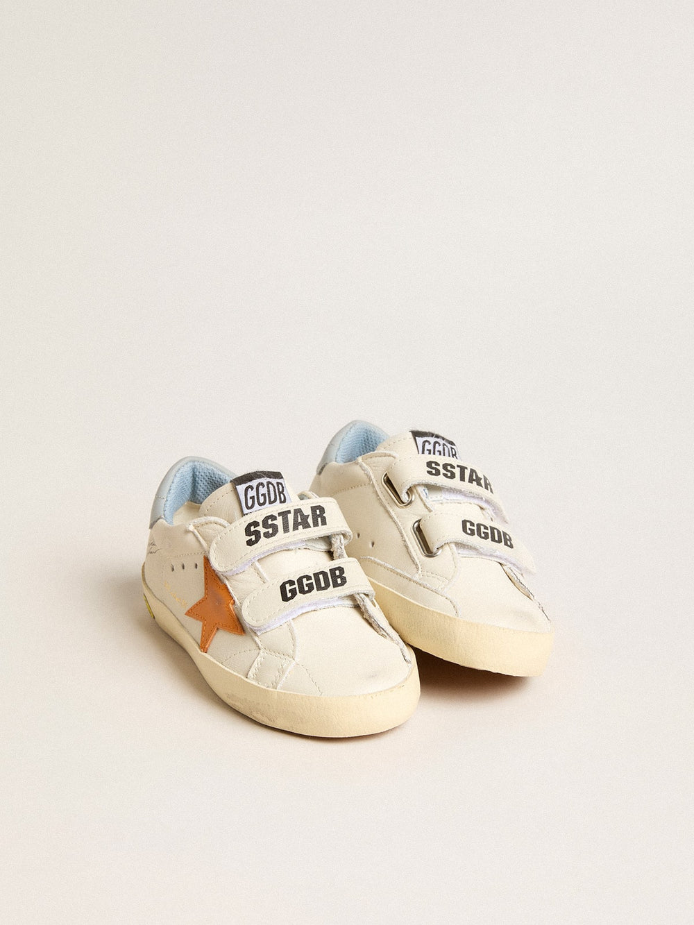 Young Old School in leather with orange star and baby blue heel tab