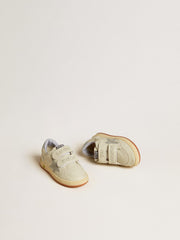 Ball Star Teen in white leather with powder blue star and heel tab