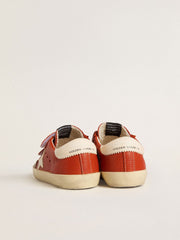 Young Old School in orange nappa with white star and cream-colored leather heel tab