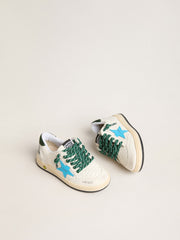 Young Ball Star with turquoise star and green suede heel tab
