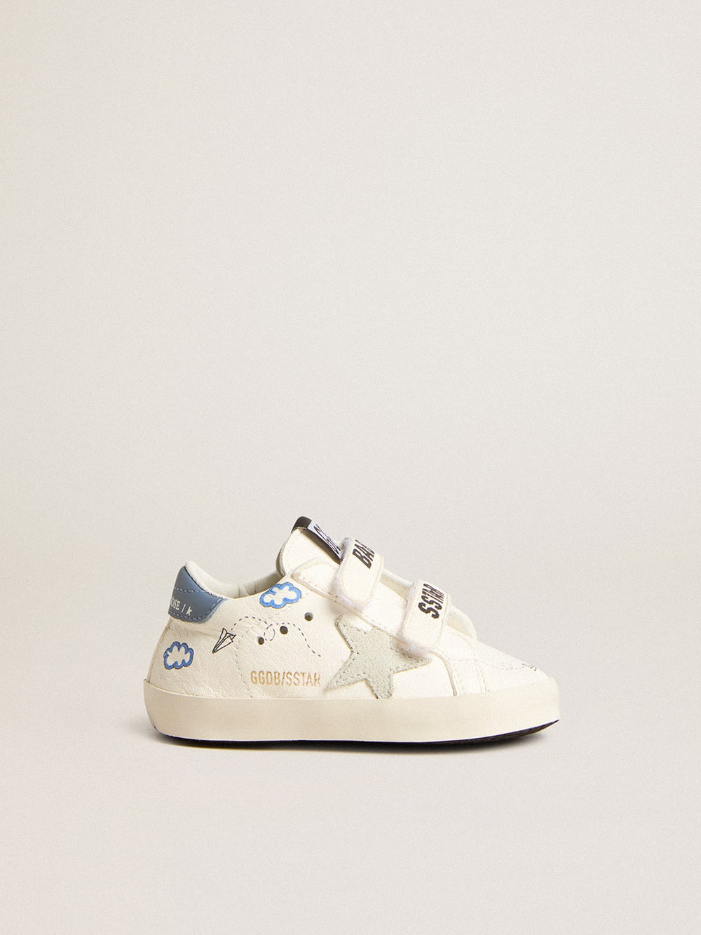 Baby Old School with suede star and light blue leather heel tab