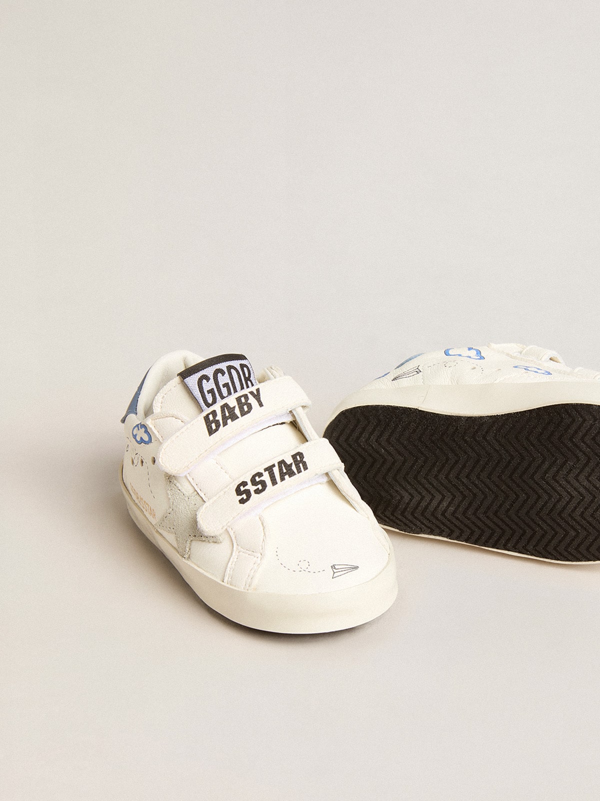 Baby Old School with suede star and light blue leather heel tab