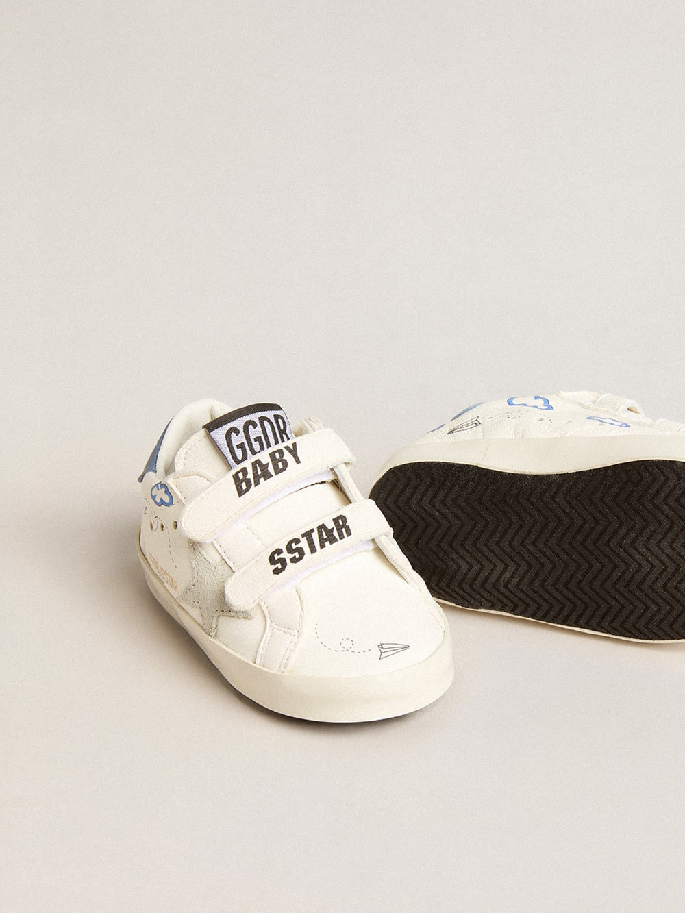 Baby Old School with suede star and light blue leather heel tab