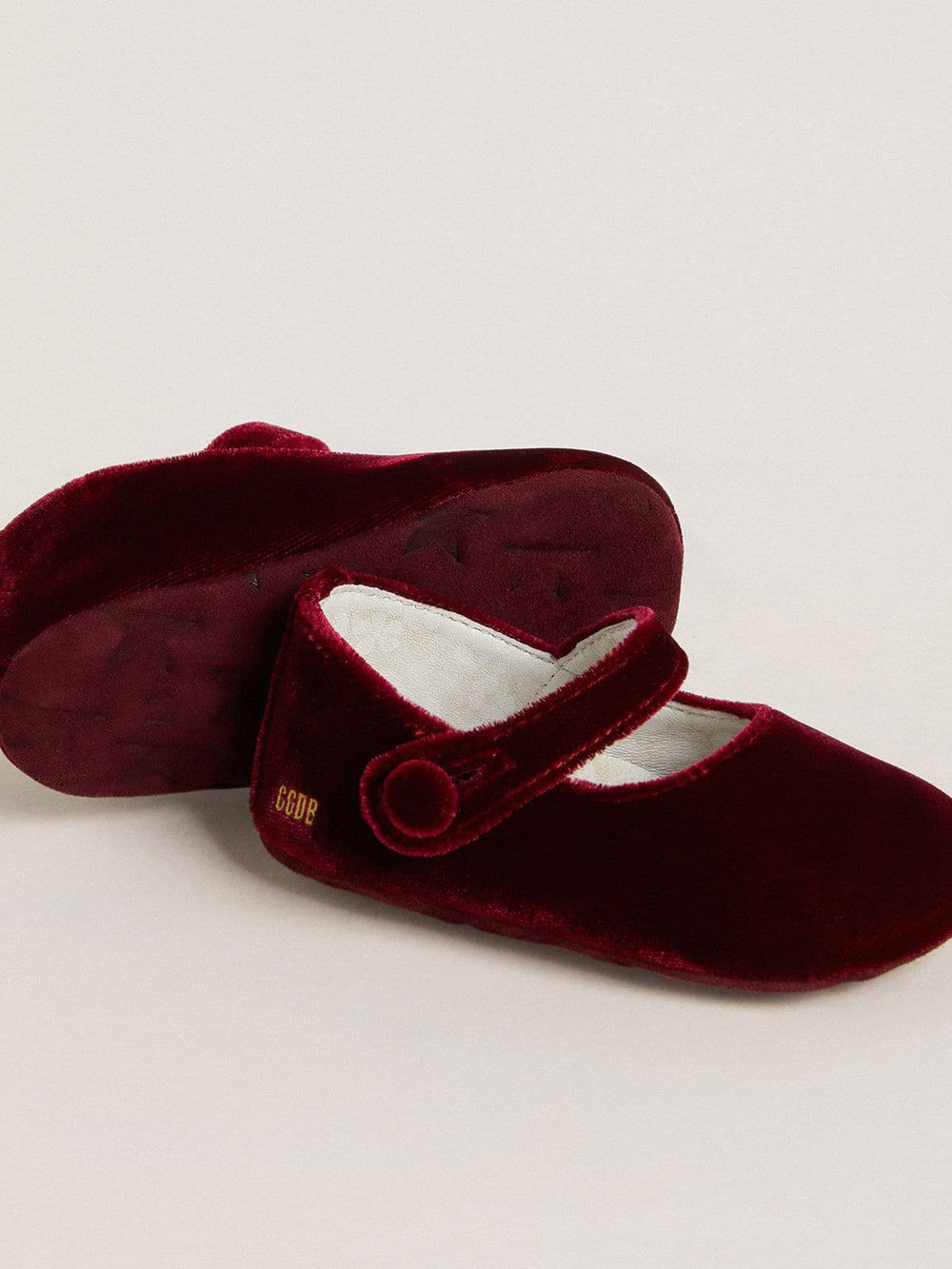 Sofi Baby ballet flats in burgundy velvet and suede
