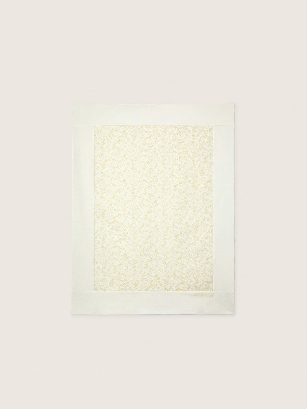 Journey Baby blanket in white cotton fleece with peach-pink mascot print